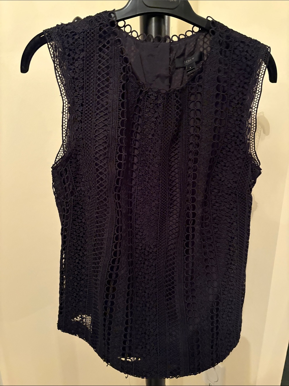 J. Crew Dark Black Lace Shell